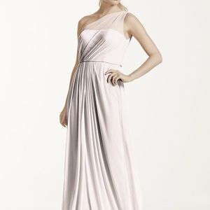 One Shoulder Mesh Bridesmaid Prom Dress